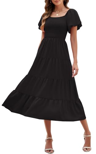 Wantonfy Sommerkleid Damen Lang Freizeitkleider V-Ausschnitt Strandkleid Casual Wickelkleid Strandkleid mit Taschen von Wantonfy