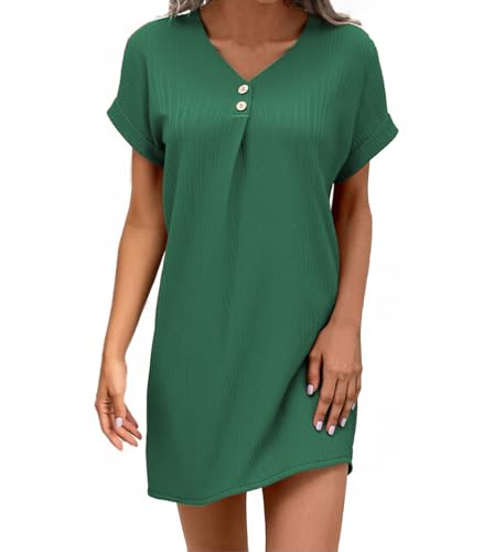 Wantonfy Sommerkleid Damen V-Ausschnitt Halbarm Hemdkleid Strandkleid Freizeit Kleider Einfarbig Kurzes Kleid mit Taschen Wantonfy Sommerkleid Damen V-Ausschnitt Halbarm Hemdkleid Strandkleid Freizeit Kleider Einfarbig Kurzes Kleid mit Taschen von Wantonfy