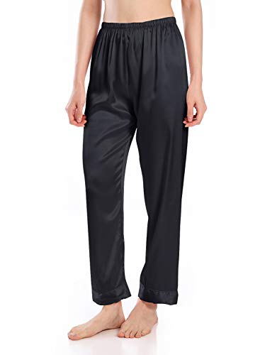 Wantschun Damen Satin Silk Schlafanzughose Nachtwäsche Hose Pyjama Bottom, Schwarz, M / 38-40 von Wantschun
