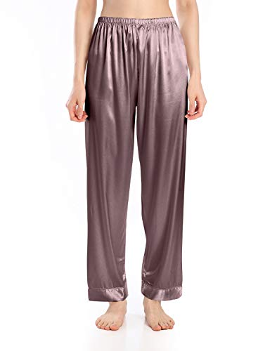 Wantschun Damen Satin Silk Schlafanzughose Nachtwäsche Hose Pyjama Bottom Braun EU Größe S von Wantschun