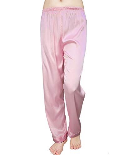 Wantschun Damen Satin Silk Schlafanzughose Nachtwäsche Hose Pyjama Bottom, Rosa, 3XL von Wantschun