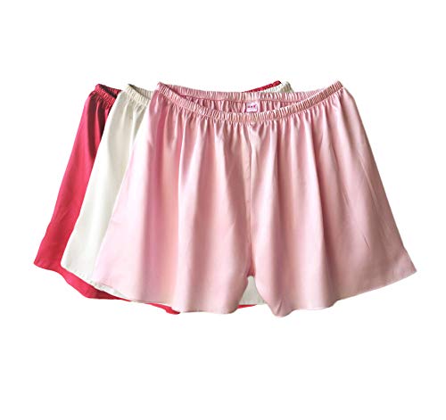 Wantschun Damen Satin Silk Shorts Hose Schlafanzug Pyjama Nachtwäsche Unterwäsche Weinrot+Weiß+Rosa EU L von Wantschun