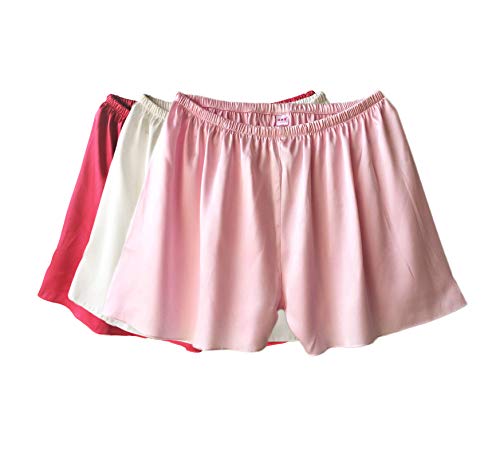 Wantschun Damen Satin Silk Shorts Hose Schlafanzug Pyjama Nachtwäsche Unterwäsche Weinrot+Weiß+Rosa EU M von Wantschun