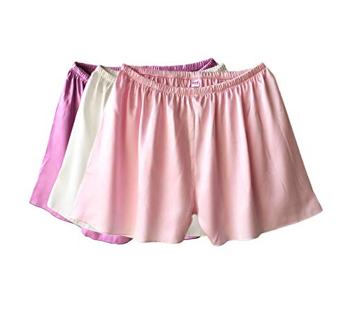 Wantschun Damen Satin Silk Shorts Hose Schlafanzug Pyjama Nachtwäsche Unterwäsche Weiß+Lila+Rosa EU M von Wantschun