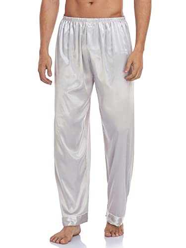 Wantschun Herren Satin Silk Schlafanzug Nachtwäsche Hose Herrenanzug Pyjama Bottom Schlafanzughose Grau EU XXL von Wantschun