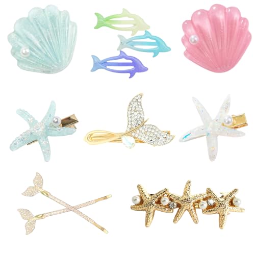 Muschelperle Seestern Haarspangen-Sets für Frauen und Mädchen, Prinzessinnen-Krokodil-Haarspangen, Damen-Kopfbedeckung, Styling-Haar-Accessoires – für Hochzeit, Party und tägliches Styling Muschelperle Seestern Haarspangen-Sets für Frauen und Mädchen, Prinzessinnen-Krokodil-Haarspangen, Damen-Kopfbedeckung, Styling-Haar-Accessoires – für Hochzeit, Party und tägliches Styling von Wanwanzi