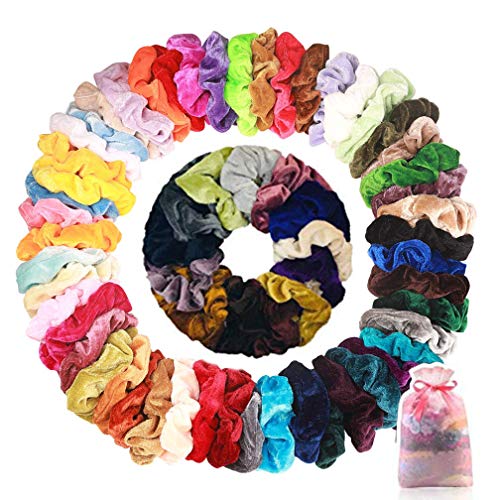 50 Stück Samt Haargummis Scrunchies Elastischer Weich Haarbänder Bunte Haarschmuck Haarseil für Damen Mädchen, Mit 1 Stück Aufbewahrungstasche 50 Stück Samt Haargummis Scrunchies Elastischer Weich Haarbänder Bunte Haarschmuck Haarseil für Damen Mädchen, Mit 1 Stück Aufbewahrungstasche von Wanxida