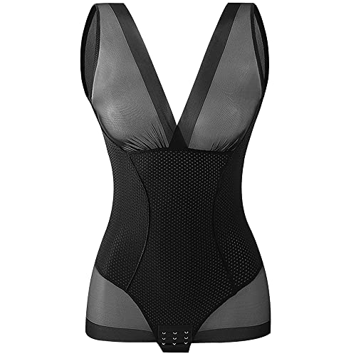 Wanyi Aktualisierung Shapewear Figurformender Damen Elastisch Bauchformer Taillenformer Bauchweg Formende Bodys Ultra dünn Atmungsaktiv Shaping Bodysuit (3XL(75kg-82.5kg), Schwarz) von Wanyi