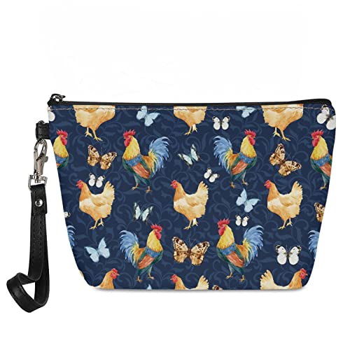 Wanyint Benutzerdefinierte Stil Make-up Tasche Kosmetiktasche Beutel für Frauen Mädchen Weihnachten Halloween Erntedankfest, Süßes Huhn, M von Wanyint