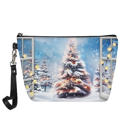 Wanyint Benutzerdefinierte Stil Make-up Tasche Kosmetiktasche Beutel für Frauen Mädchen Weihnachten Halloween Erntedankfest, Weihnachtsbaum, M von Wanyint