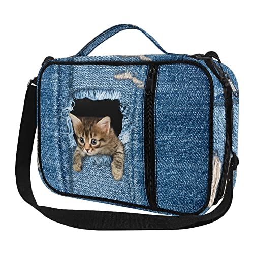 Wanyint Bibelhülle für Damen, Motiv: Cowbody Katze, 27,9 x 6,1 x 21,6 cm, Bibeltragetasche mit robustem Griff und mehreren Taschen, Organizer für Kirche von Wanyint