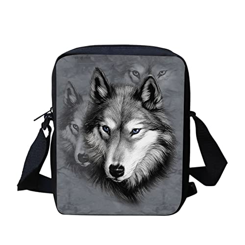 Wanyint Crossbody Bag Leichte Umhängetasche Clutch Geldbörse mit verstellbarem Riemen, Grauer Wolf bedruckt, Einheitsgröße von Wanyint