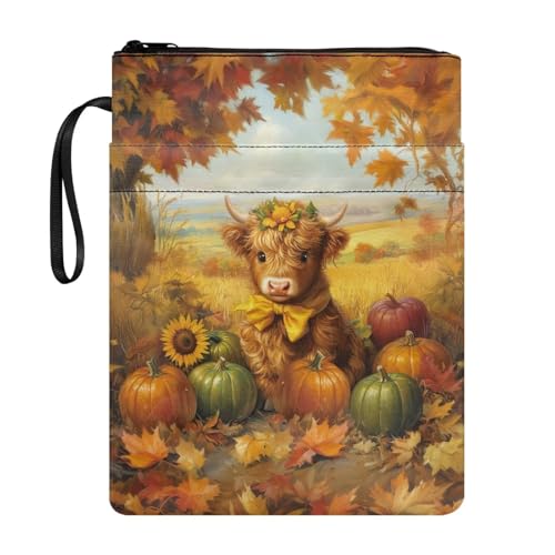 Wanyint Highland Cow Pumpkin Maple Leaf Book Cover Book Protector with Zipper Portable Fall Autumn Book Sleeve Pouch with Front Pocket 11.4 x 8.7 Inch for Women Girls Wanyint Highland Cow Pumpkin Maple Leaf Book Cover Book Protector with Zipper Portable Fall Autumn Book Sleeve Pouch with Front Pocket 11.4 x 8.7 Inch for Women Girls von Wanyint