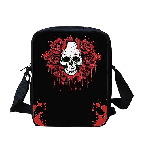 Wanyint Messenger Bag Crossbody Bags for Christmas Halloween Thanksgiving Day Totenkopf Rose von Wanyint