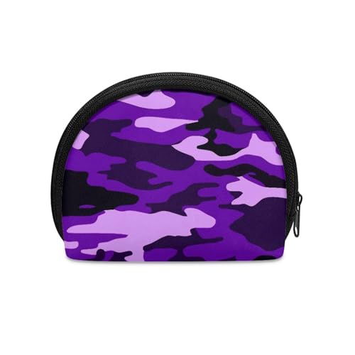 Wanyint Mini-Münzgeldbörse, kleine Münzbörse mit Reißverschluss, Kosmetiktasche, Münzhalter für Männer und Frauen, Lila Camouflage, Münztasche von Wanyint