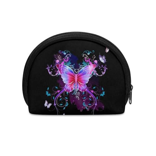 Wanyint Mini-Münzgeldbörse mit Reißverschluss, Münzgeldbörsen, tragbar, Kleingeldbörse, rosa Schmetterling (Pink Butterfly), Münztasche von Wanyint