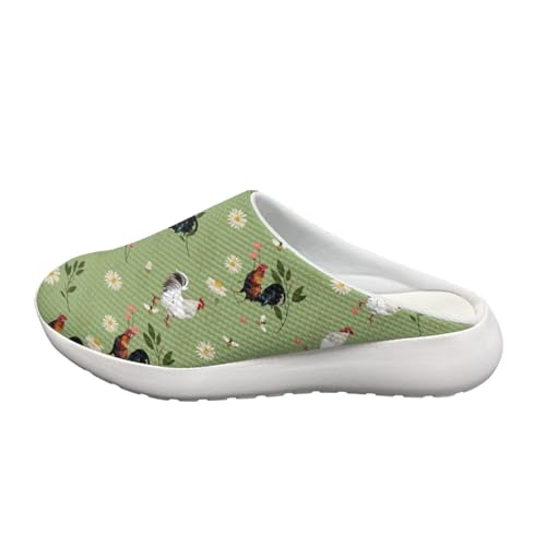 Wanyint Nurse-Blue Print Garden Clogs Casual Breathable Mesh Sandalen, Green Chicken, 37.5 EU von Wanyint