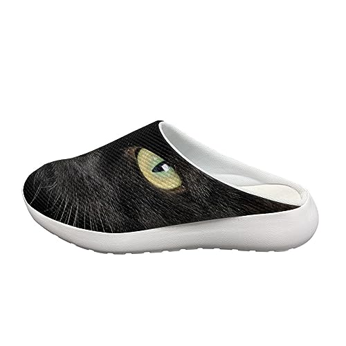 Wanyint Lässige Garten-Clogs, rutschfest, Netzstoff, Gartenclogs, atmungsaktiv, Reisen, Strandschuhe, schwarze katze, 40.5 EU von Wanyint