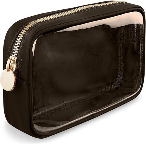 Kulturtasche Damen Klein Transparent, Tragbare Kulturbeutel Kleine Transparent Kosmetiktasche Mit ReißVerschluss FüR Damen Badezimmer Reisen Urlaub Organisation,Kaffee,Large von Wanym