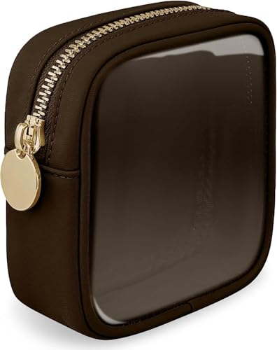 Kulturtasche Damen Klein Transparent, Tragbare Kulturbeutel Kleine Transparent Kosmetiktasche Mit ReißVerschluss FüR Damen Badezimmer Reisen Urlaub Organisation,Kaffee,Small von Wanym