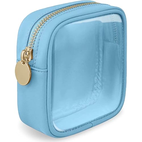 Kulturtasche Damen Klein Transparent, Tragbare Kulturbeutel Kleine Transparent Kosmetiktasche Mit ReißVerschluss FüR Damen Badezimmer Reisen Urlaub Organisation,Peacock blue,Small von Wanym