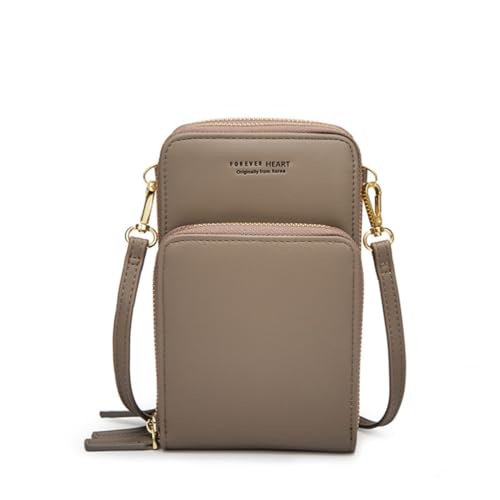 Wanym Umhängetasche Damen Klein Leder, PU Tasche Crossbody Damen, mit DREI Reißverschlussfächern mit Kartenschlitz Verstellbar Abnehmbar Schultergurt,Grau von Wanym