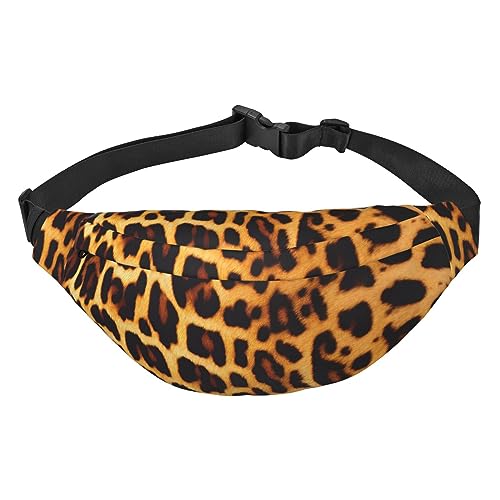 Damen Bauchtasche Schwarz und Weiß gepunktet Wasserdicht Crossbody Tasche Verstellbarer Gürtel für Reisen Einkaufen Radfahren Laufen, Streifen auf Leoparden, Einheitsgröße von WapNo