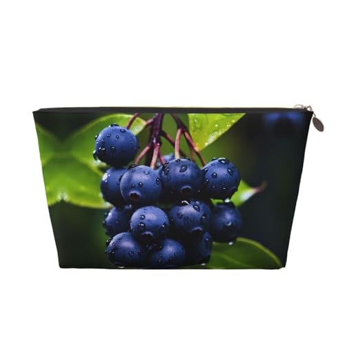 Damen-Kosmetiktasche mit Blaubeerenmuster, Lederhandtasche, tragbar, große Kapazität, Reißverschluss, Reisetasche, Aufbewahrungstasche, gold, Einheitsgröße Damen-Kosmetiktasche mit Blaubeerenmuster, Lederhandtasche, tragbar, große Kapazität, Reißverschluss, Reisetasche, Aufbewahrungstasche, gold, Einheitsgröße von WapNo