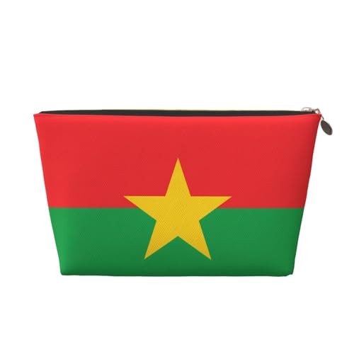 Damen-Kosmetiktasche mit Burkina-Faso-Muster aus Leder, tragbar, große Kapazität, Reißverschluss, Reisetasche, Aufbewahrungstasche, gold, Einheitsgröße Damen-Kosmetiktasche mit Burkina-Faso-Muster aus Leder, tragbar, große Kapazität, Reißverschluss, Reisetasche, Aufbewahrungstasche, gold, Einheitsgröße von WapNo