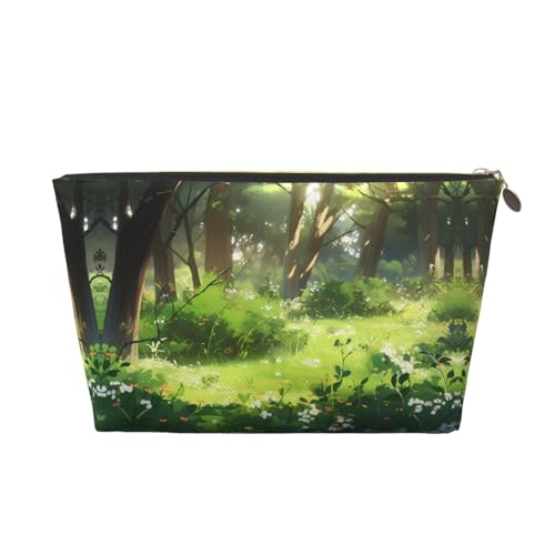 Damen-Kosmetiktasche mit Vegetationsmuster, Lederhandtasche, tragbar, große Kapazität, Reißverschluss, Reisetasche, Aufbewahrungstasche, gold, Einheitsgröße Damen-Kosmetiktasche mit Vegetationsmuster, Lederhandtasche, tragbar, große Kapazität, Reißverschluss, Reisetasche, Aufbewahrungstasche, gold, Einheitsgröße von WapNo