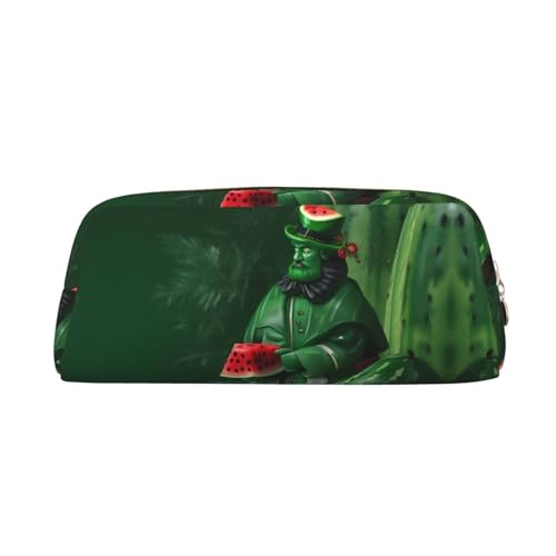 Federmäppchen mit Sonnenblumenkernen, Wassermelonensamen, Leder, Reißverschluss, Schreibwaren-Tasche, Kosmetiktasche, geeignet für Männer, Frauen, Künstler, Zuhause, Büro, Patrick's Watermelon von WapNo