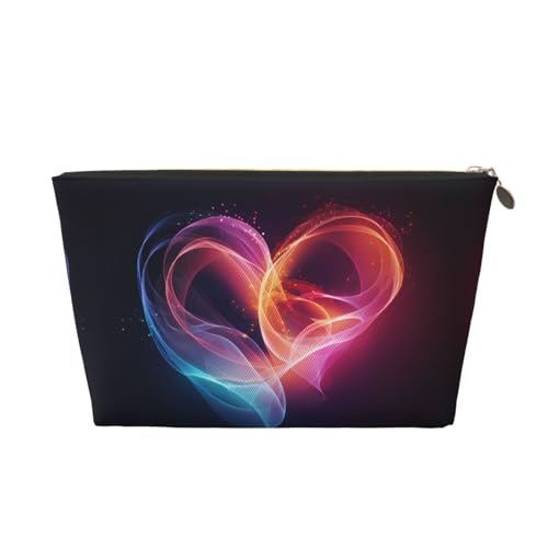 Kosmetiktasche für Damen, mit Liebesmuster, Leder, tragbar, großes Fassungsvermögen, Reißverschluss, Reisetasche, Aufbewahrungstasche, gold, Einheitsgröße Kosmetiktasche für Damen, mit Liebesmuster, Leder, tragbar, großes Fassungsvermögen, Reißverschluss, Reisetasche, Aufbewahrungstasche, gold, Einheitsgröße von WapNo
