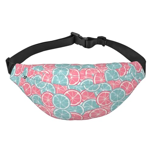 Pink-blaue Citrus Slices Damen wasserdichte Bauchtasche, Crossbody-Tasche, verstellbarer Gürtel, für Reisen, Einkaufen, Radfahren, Laufen, Rosa und blaue Zitrusscheiben, Einheitsgröße von WapNo