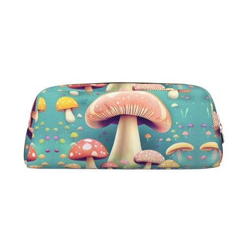 Pretty Little Mushrooms Leder-Federmäppchen mit Reißverschluss, Schreibwaren-Tasche, Kosmetiktasche, geeignet für Männer, Frauen, Künstler, Zuhause, Büro, Hübsche kleine Pilze, Einheitsgröße, von WapNo