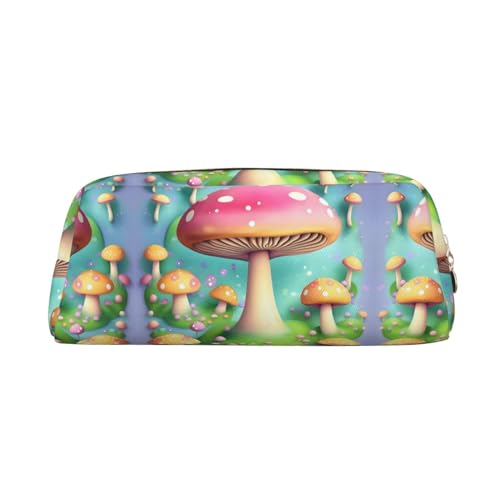 Pretty Little Mushrooms Leder-Federmäppchen mit Reißverschluss, Schreibwaren-Tasche, Kosmetiktasche, geeignet für Männer, Frauen, Künstler, Zuhause, Büro, Wunderbare kleine Pilze, Einheitsgröße, von WapNo