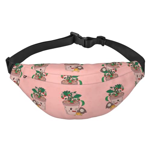 Sonnenblumenkerne und Erdbeeren Damen wasserdichte Bauchtasche, Crossbody-Tasche, verstellbarer Gürtel, für Reisen, Einkaufen, Radfahren, Laufen, Sonnenblumenkerne und Erdbeeren, Einheitsgröße von WapNo