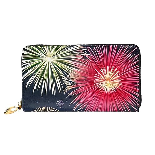 Splendid Fireworks Damen-Geldbörse mit langem Reißverschluss, 19 x 10 cm, mit Kreditkartenfächern innen, leicht und langlebig., Schwarz, Einheitsgröße, Modern von WapNo