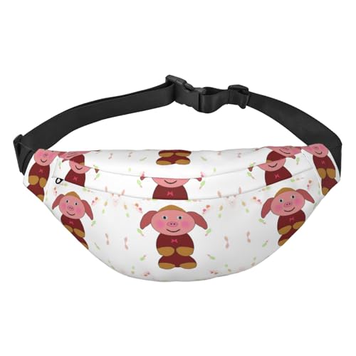 The Head of The Bull Devil Damen Wasserdichte Bauchtasche Crossbody Bag Verstellbarer Gürtel für Reisen Einkaufen Radfahren Laufen, Happy Cartoon Pig, Einheitsgröße von WapNo