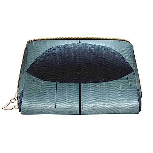 WapNo Black Umbrella In The Rain Tragbare Große Kosmetiktasche, PVC-Leder, Reißverschluss, Kulturbeutel, Reisetasche, Aufbewahrungstasche, Weiss/opulenter Garten, Einheitsgröße von WapNo