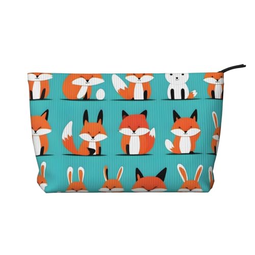 WapNo Kosmetiktasche für Damen, Fuchs- und Kaninchenmuster, Cord-Tragetasche, tragbar, großes Fassungsvermögen, Reißverschluss, Reisetasche, Aufbewahrungstasche, Schwarz, Einheitsgröße, Schwarz , WapNo Kosmetiktasche für Damen, Fuchs- und Kaninchenmuster, Cord-Tragetasche, tragbar, großes Fassungsvermögen, Reißverschluss, Reisetasche, Aufbewahrungstasche, Schwarz, Einheitsgröße, Schwarz , von WapNo