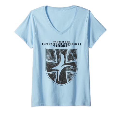 Damen Wappen Taktisches Luftwaffengeschwader 73 "Steinhoff" T-Shirt mit V-Ausschnitt Damen Wappen Taktisches Luftwaffengeschwader 73 "Steinhoff" T-Shirt mit V-Ausschnitt von Wappen Luftwaffe German Air Force