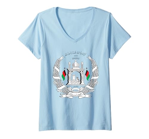Damen Emblem von Afghanistan T-Shirt mit V-Ausschnitt Damen Emblem von Afghanistan T-Shirt mit V-Ausschnitt von Wappen der Länder der Welt Designs