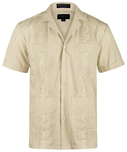 Ward St Herren Kubanisches Guayabera Short Sleeve - Beige - 4X-Large von Ward St