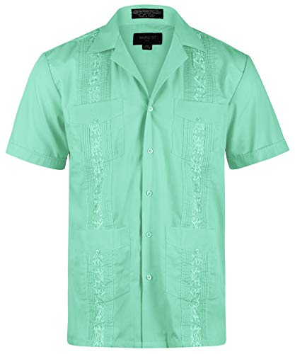 Ward St Herren Kubanisches Guayabera Short Sleeve - Blau - X-Large/43-44 Hals von Ward St