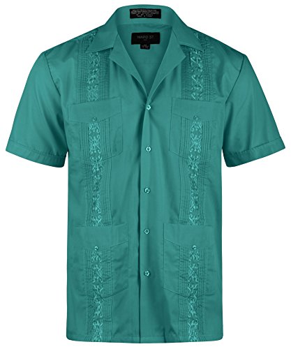 Ward St Herren Kubanisches Guayabera Short Sleeve - Blau - XXX-Large von Ward St