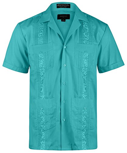 Ward St Herren Kubanisches Guayabera Short Sleeve - Blau - XXX-Large von Ward St