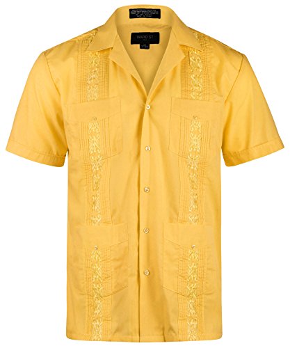 Ward St Herren Kubanisches Guayabera Short Sleeve - Gelb - XX-Large von Ward St