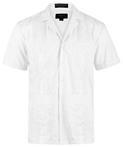 Ward St Herren Kubanisches Guayabera Short Sleeve - Weiß - X-Large/43-44 Hals von Ward St