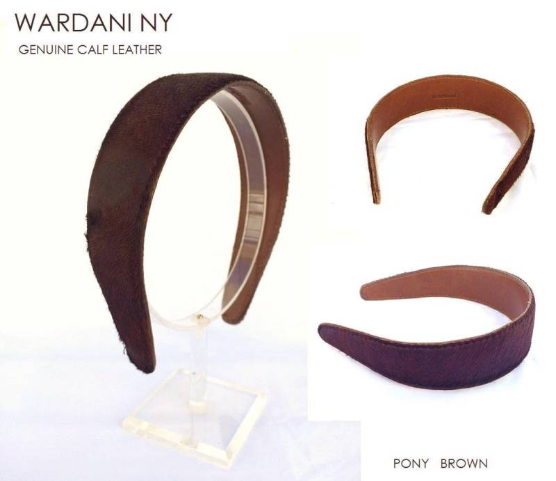 Wardani, 1, 6 "Breites Haariges Lederstirnband, Genähte Kanten, Handgefertigt in Den Usa, Hochwertiges Kalbsleder | 4 cm von Wardani