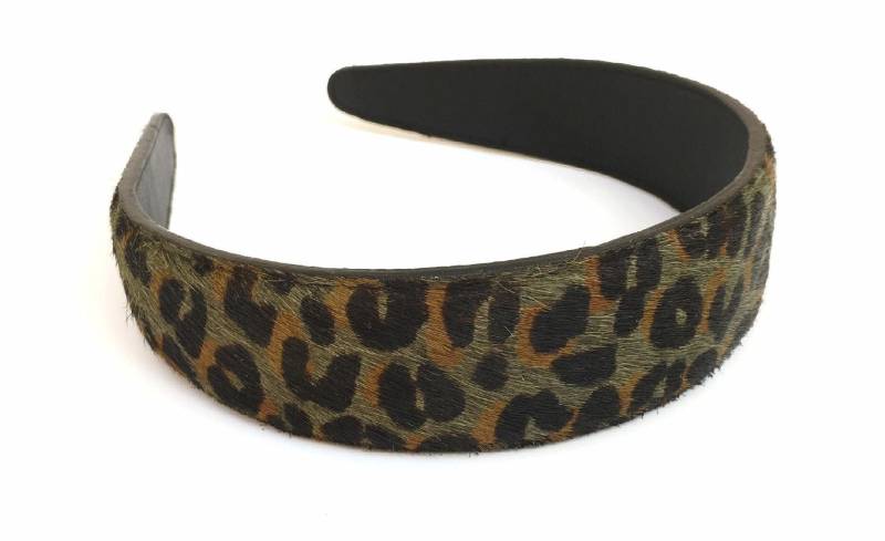 Wardani, 1.6 "Breite, Haariges Leder Stirnband, Tier Print, Genähte Kanten, Handgefertigt in Den Usa Mit Hochwertigem Kalbsleder | 4 cm von Wardani